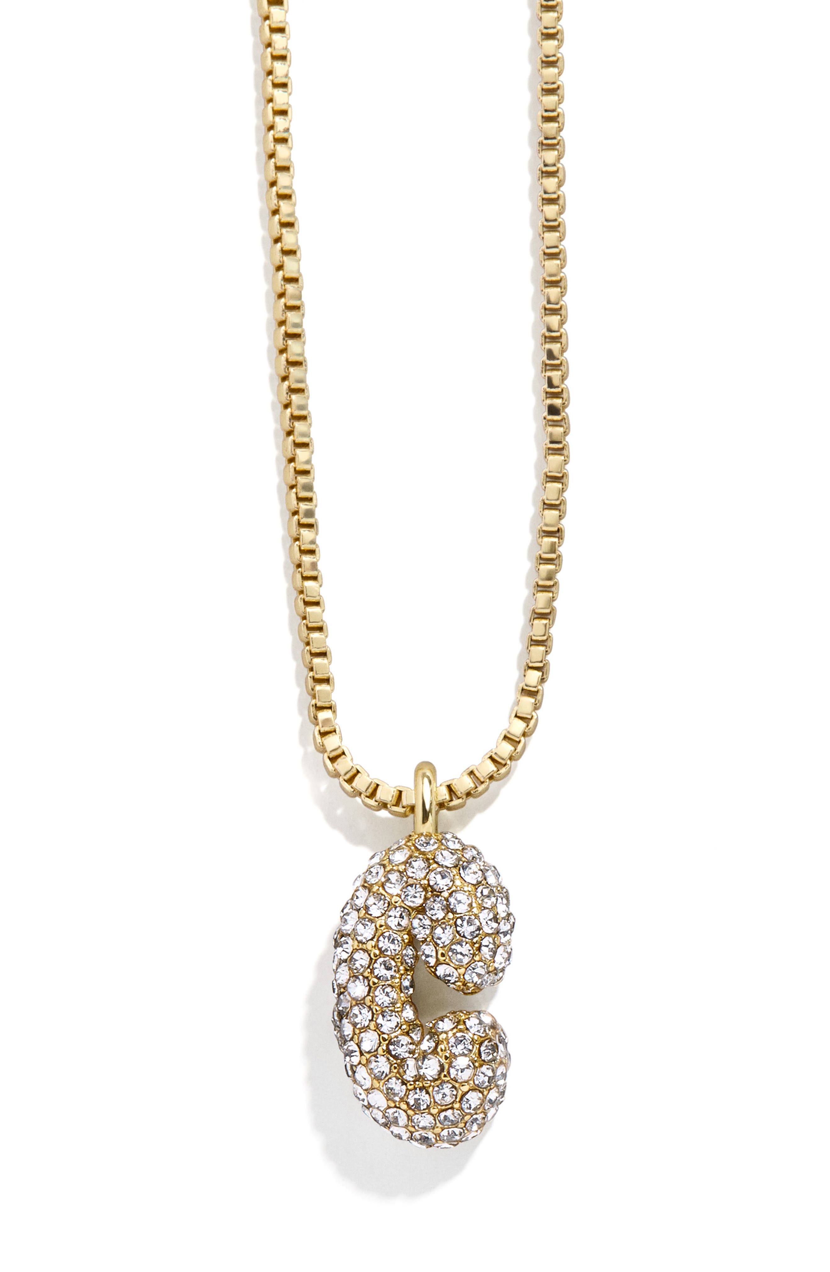 BaubleBar Mini Pavé Bubble Initial Necklace in Gold C 