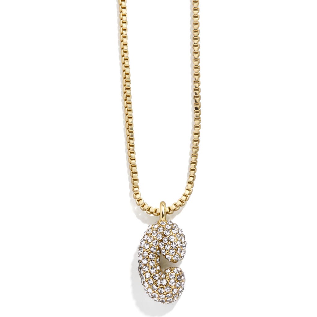 BaubleBar Mini Pavé Bubble Initial Necklace in Gold C