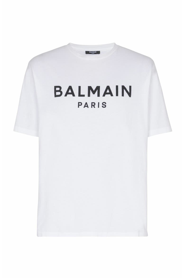 T-Shirt With Balmain Paris Print, Alternate, color, White