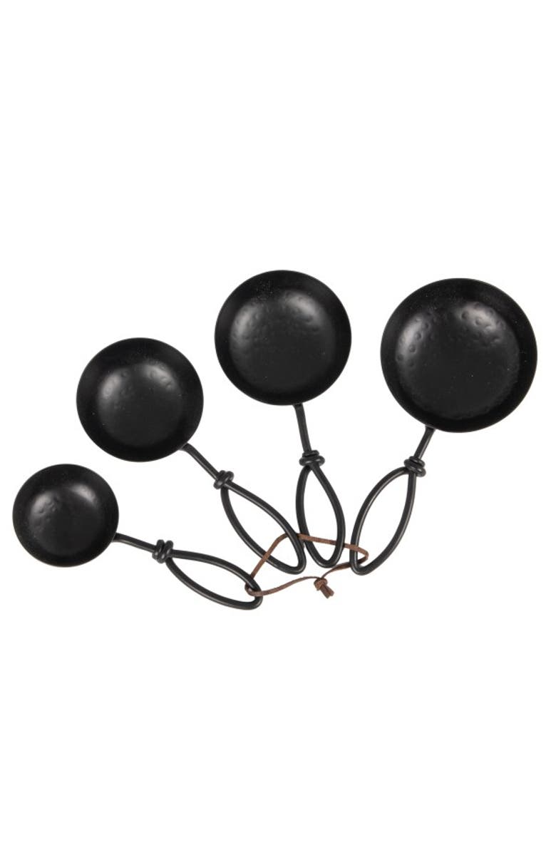 Storied Home Hammered Stainless Steel Scoops, Black, Set of 4, Alternate, color, Black