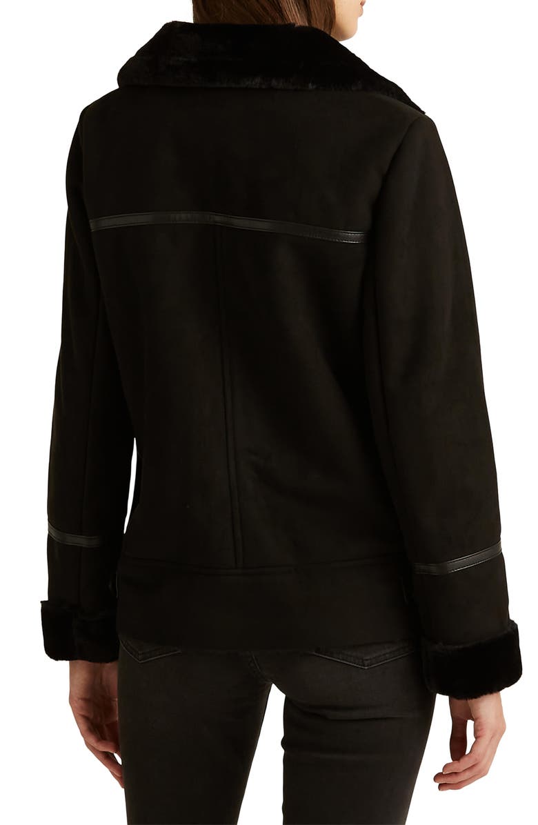 Lauren Ralph Lauren Faux Shearling Moto Jacket, Alternate, color,