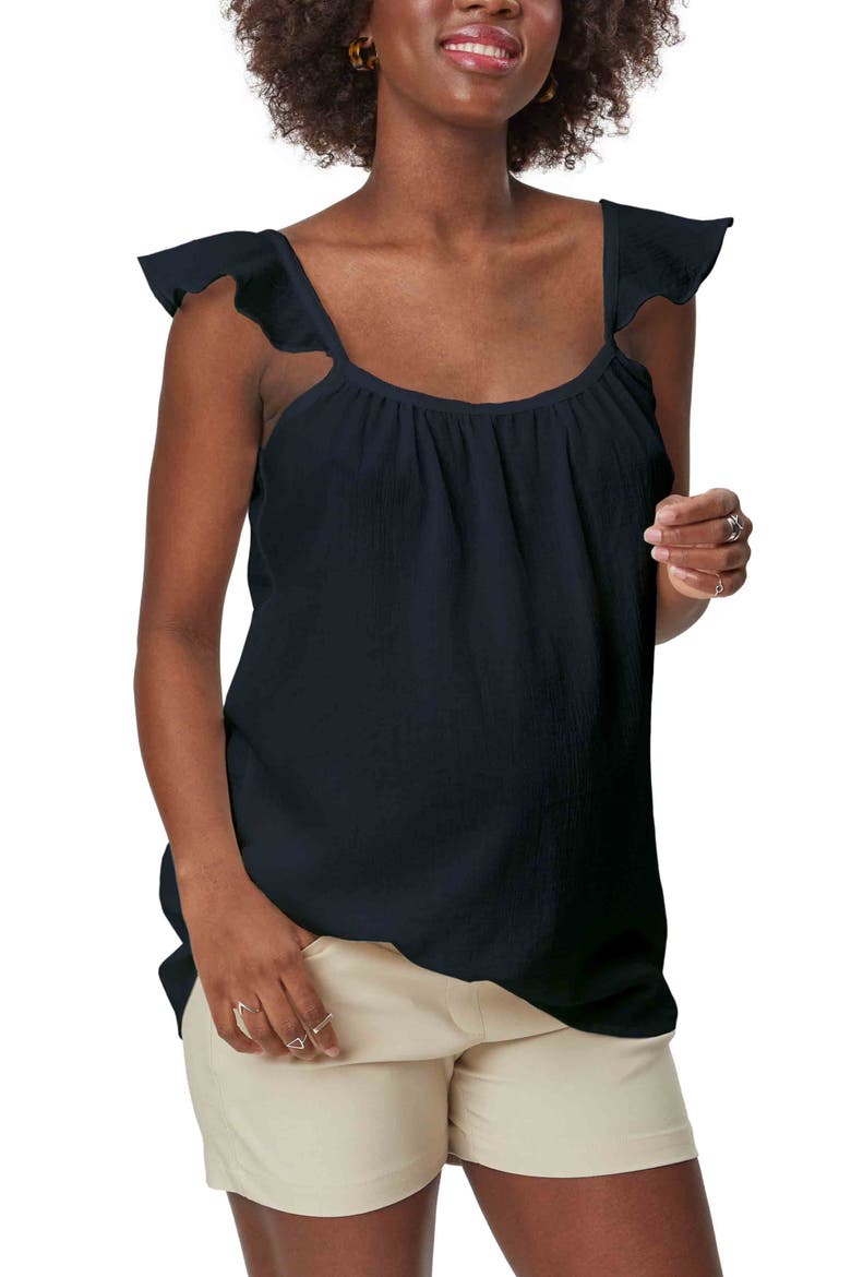 Gauze Maternity Top, Main, color, BLACK