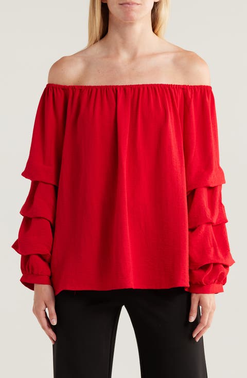 Lantern Sleeve Off the Shoulder Top