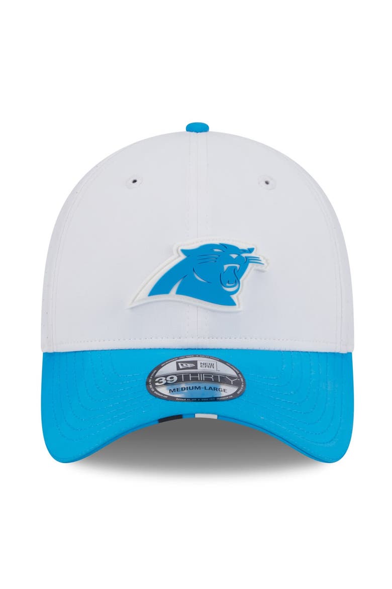 Men's New Era  White/Blue Carolina Panthers 2025 NFL Training Camp 39THIRTY Flex Hat, Alternate, color, White
