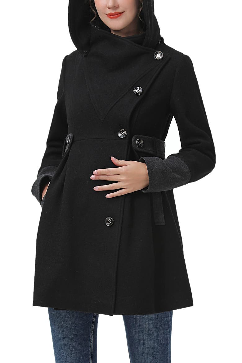 Harper Maternity Wool Coat, Alternate, color, BLACK/GRAY