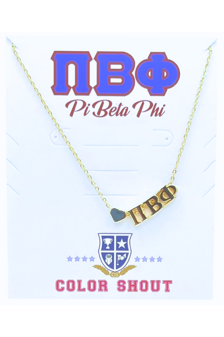 Pi Beta Phi Sorority Gold Heart Necklace, Main, color, Yellow Gold