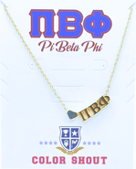Color Shout Pi Beta Phi Sorority Gold Heart Necklace