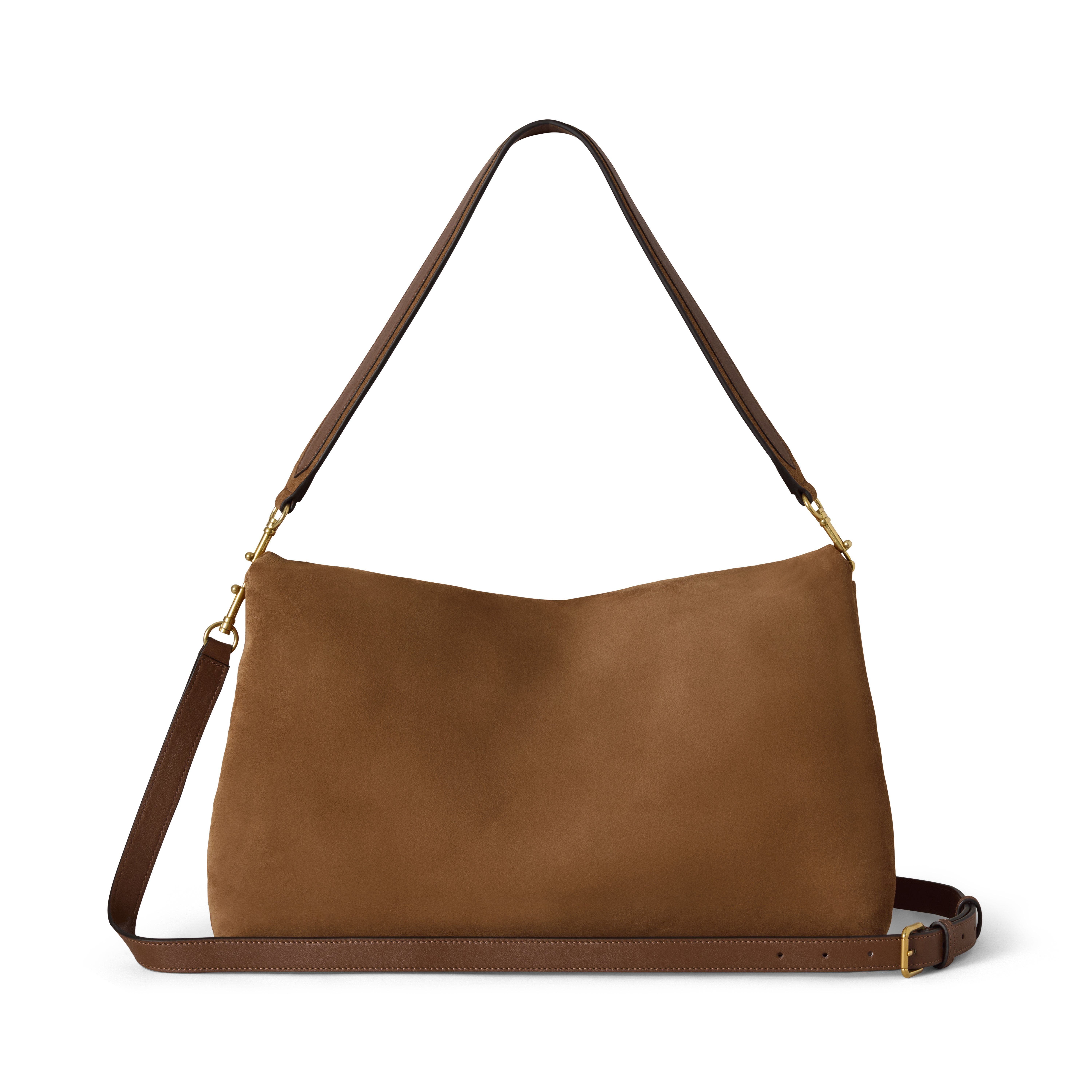 Large Delilah Suede Flap Bag, Alternate, color, Vintage Oak