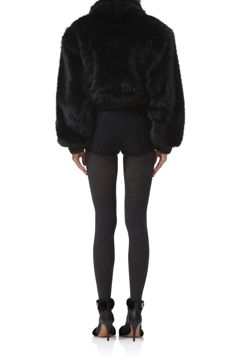 Adelaide Faux Fur Crop Coat, Alternate, color, NOIR