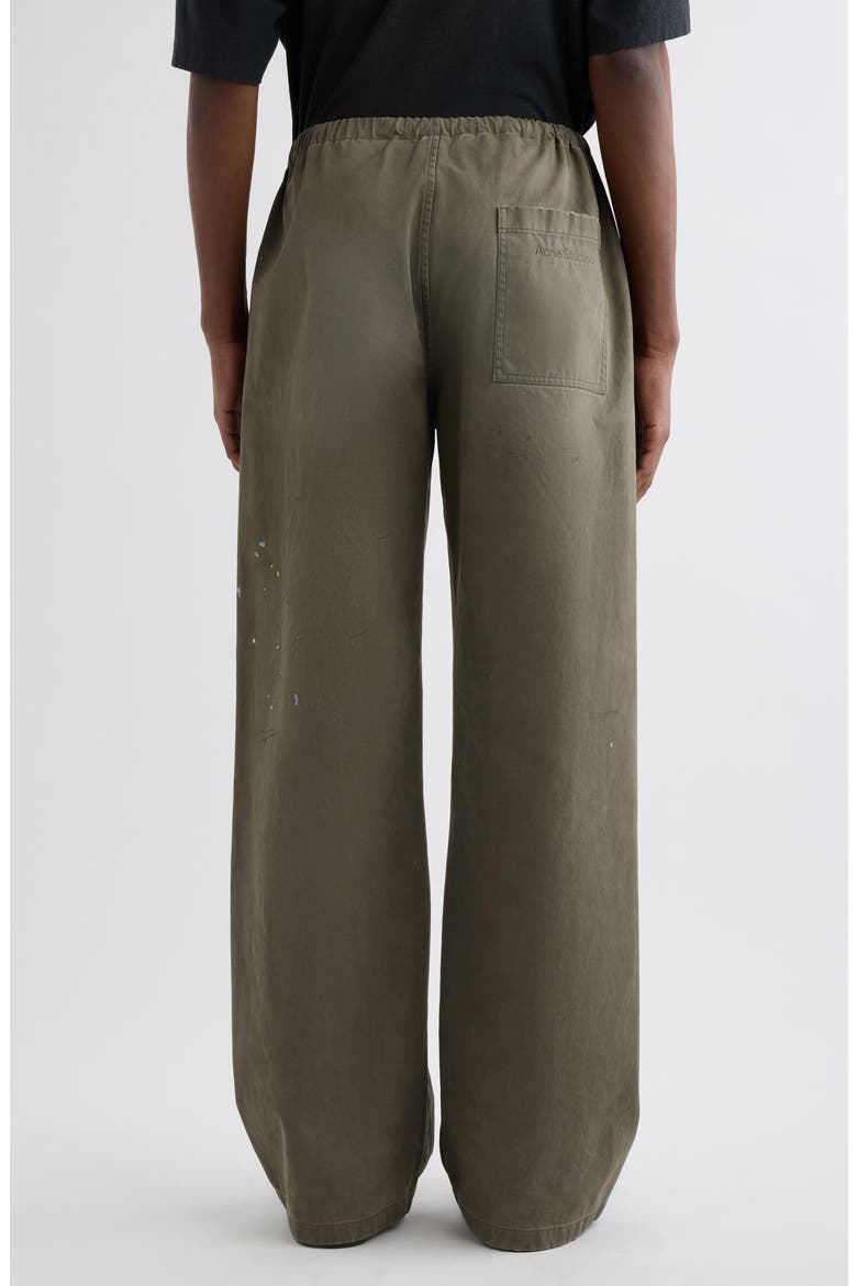 Plott Peached Washed Twill Wide Leg Pants, Alternate, color, DUSTY GREEN