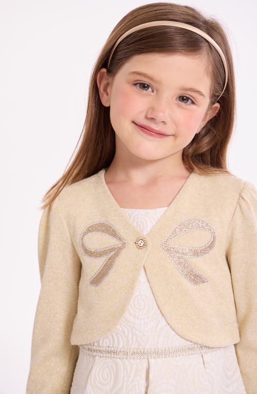 Iris & Ivy Kids' Rose Jacquard Dress & Cardigan Set In Gold
