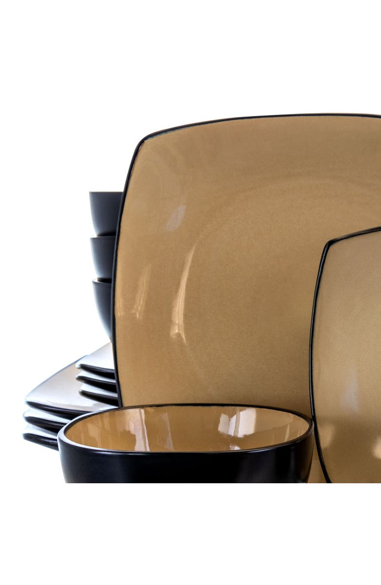 Gibson Home 16 pc Dinnerware, Taupe Square Shape, Alternate, color, Beige