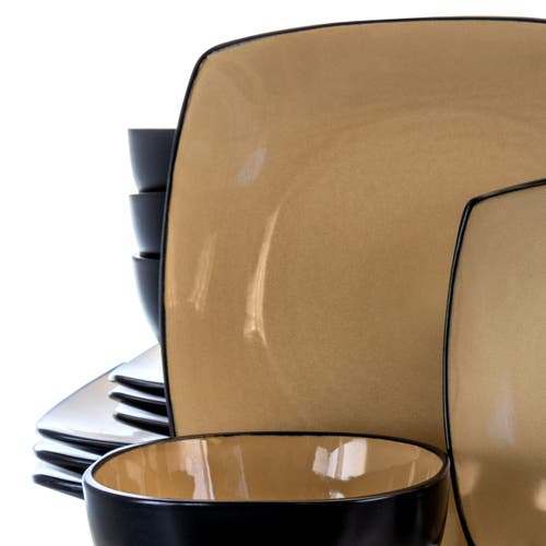 Gibson Home 16 Pc Dinnerware, Taupe Square Shape In Brown