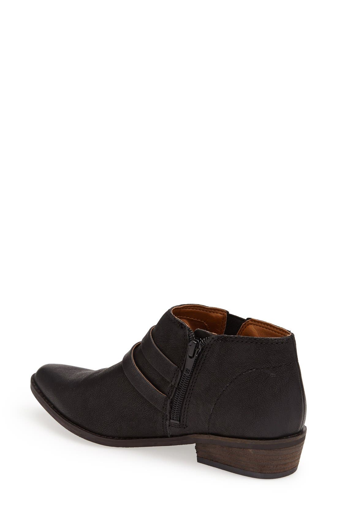 'Jofeen' Leather Bootie, Alternate, color, BLACK