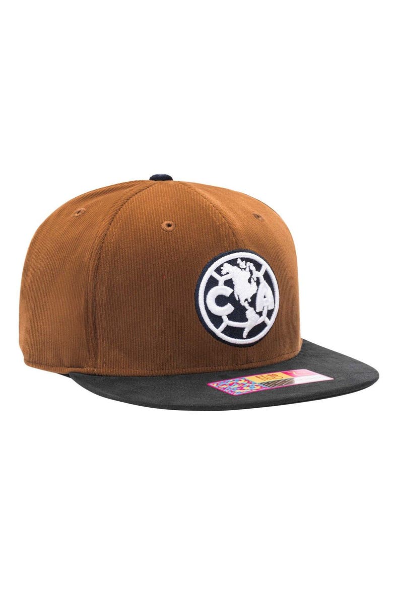 FAN INK Men's Brown Club America Cognac Fitted Hat, Alternate, color, 