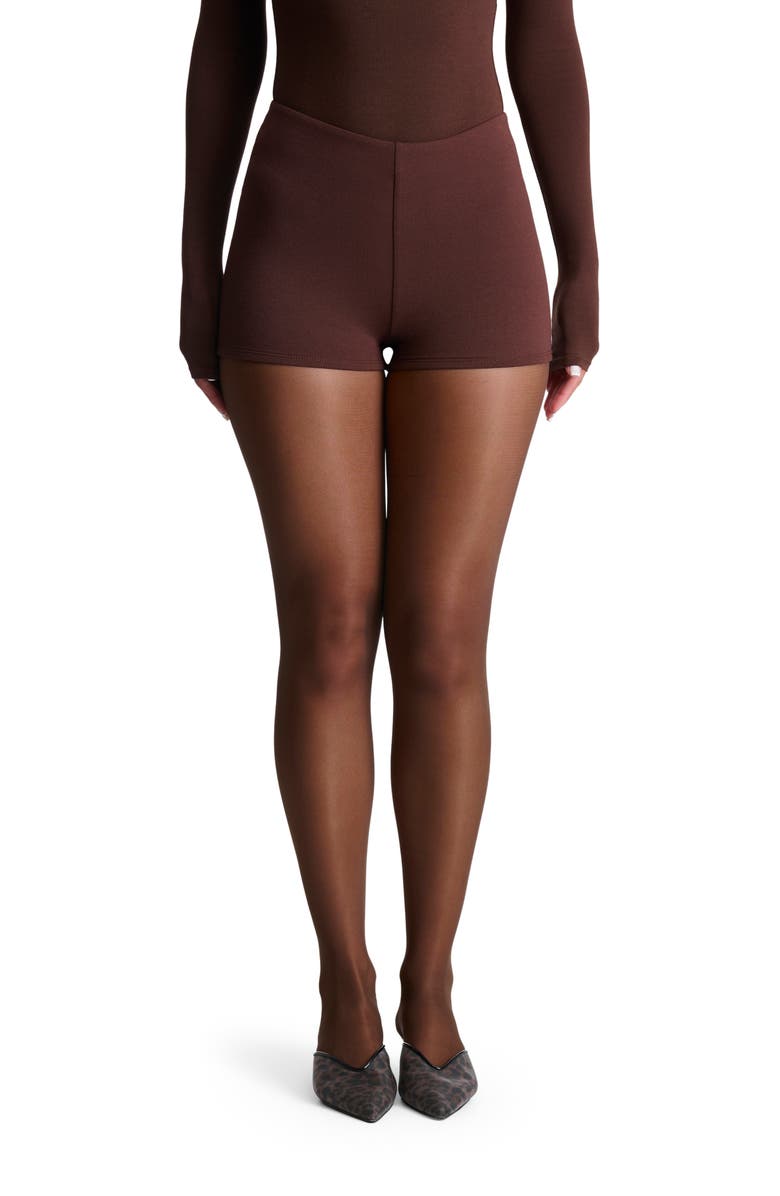 Naked Wardrobe High Waist Hot Shorts, Main, color, Chocolate