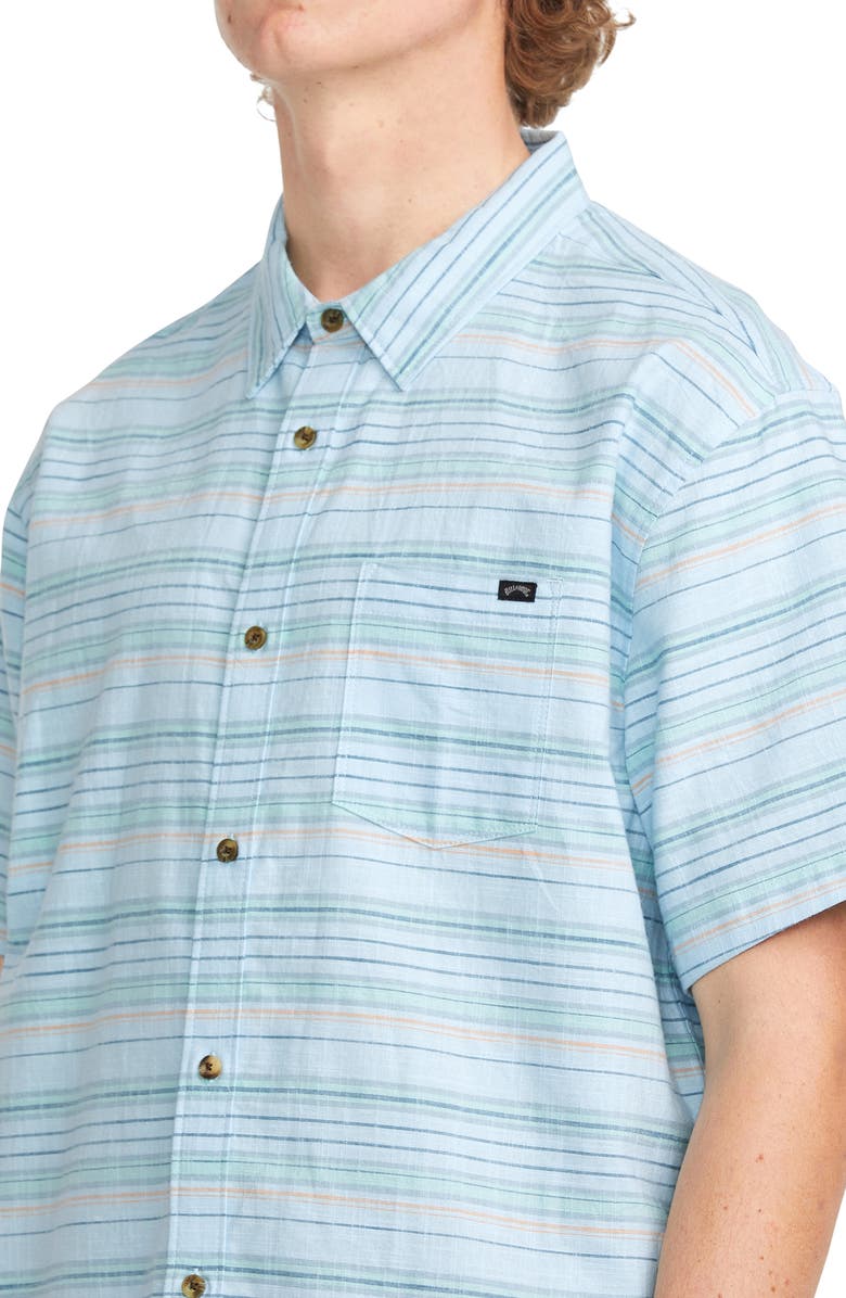 Billabong All Day Stripe Short Sleeve Cotton Button-Up Shirt, Alternate, color,