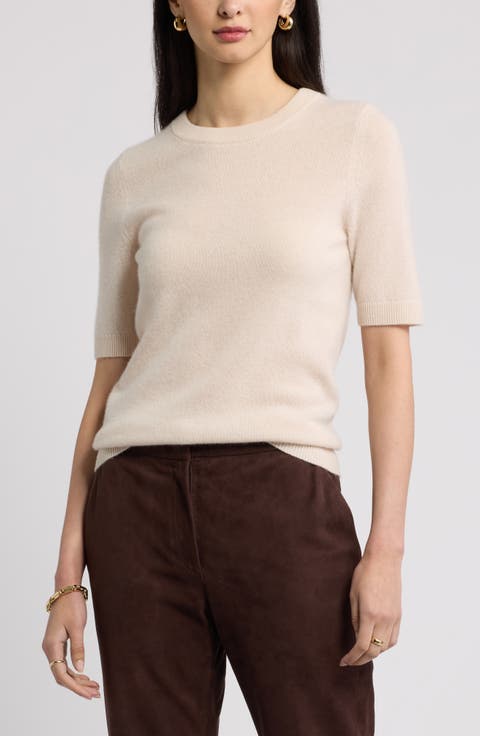 Cashmere Short Sleeve Crewneck Sweater