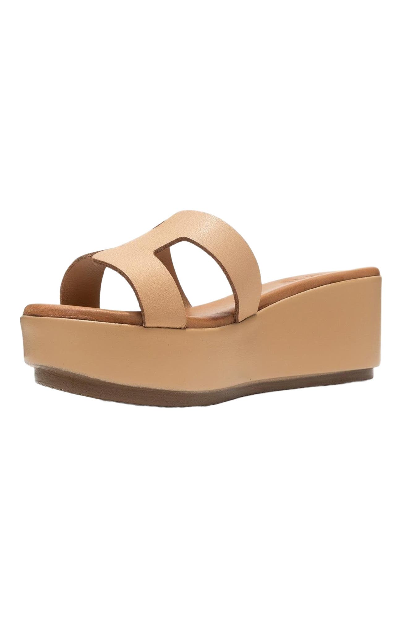 Lia Leather Platform Sandal, Alternate, color, Dark Beige Leather