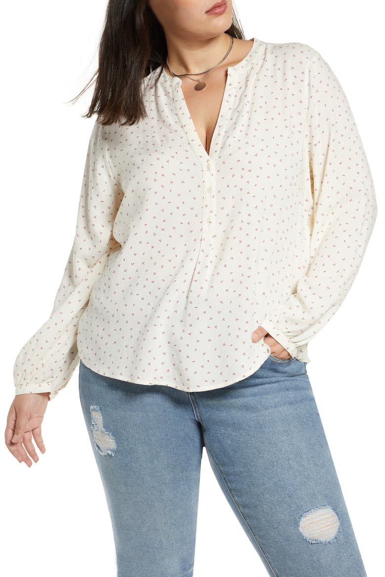 Detail Front Popover Top, Main, color, IVORY- BURGUNDY LEAF GEO