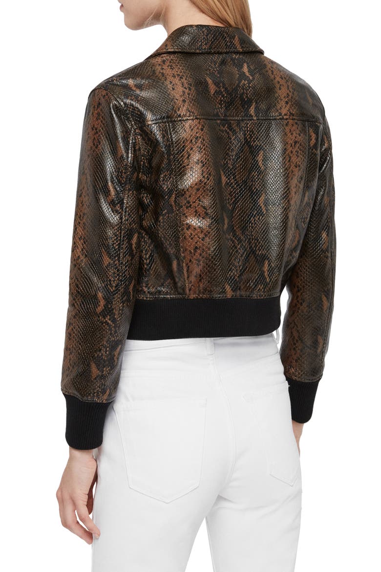 Pascao Oba Snake Print Leather Bomber, Alternate, color, KHAKI GREEN