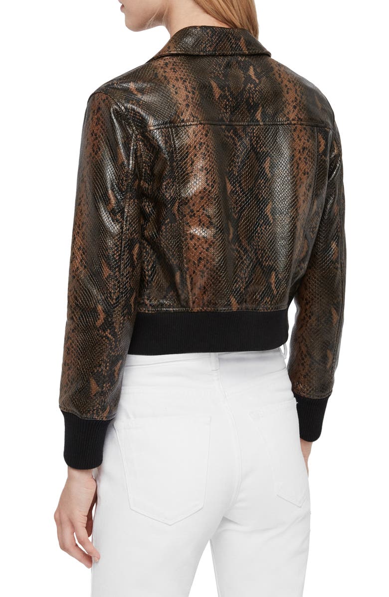 AllSaints Pascao Oba Snake Print Leather Bomber, Alternate, color,