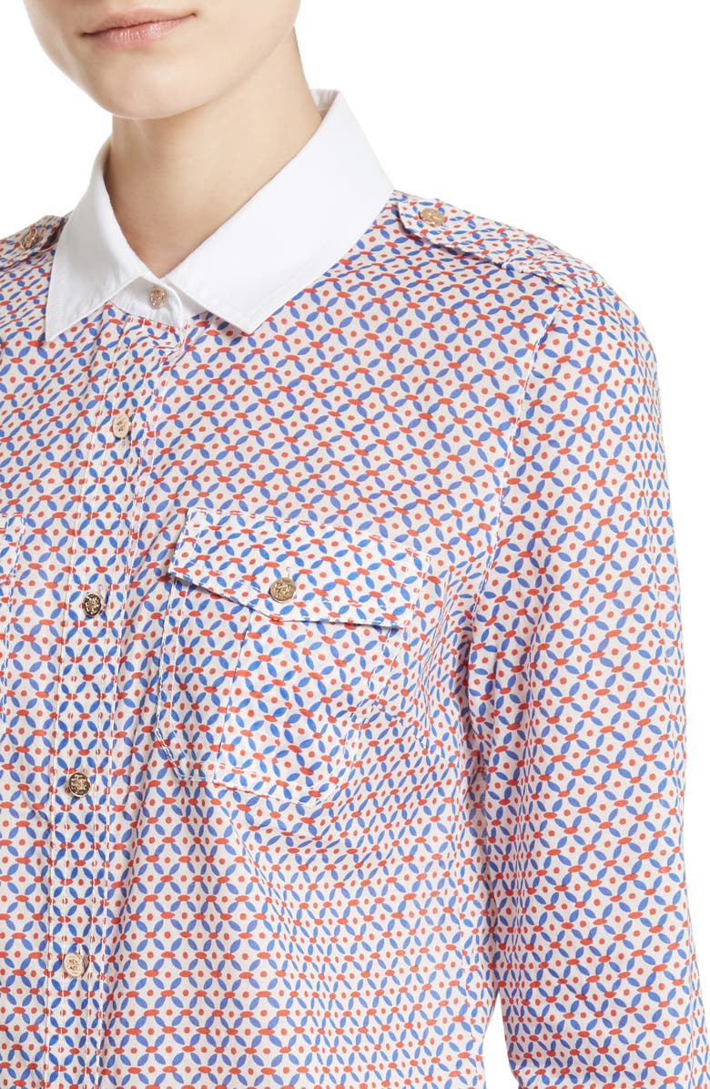 Tory Burch Brigitte Contrast Trim Blouse, Alternate, color, 