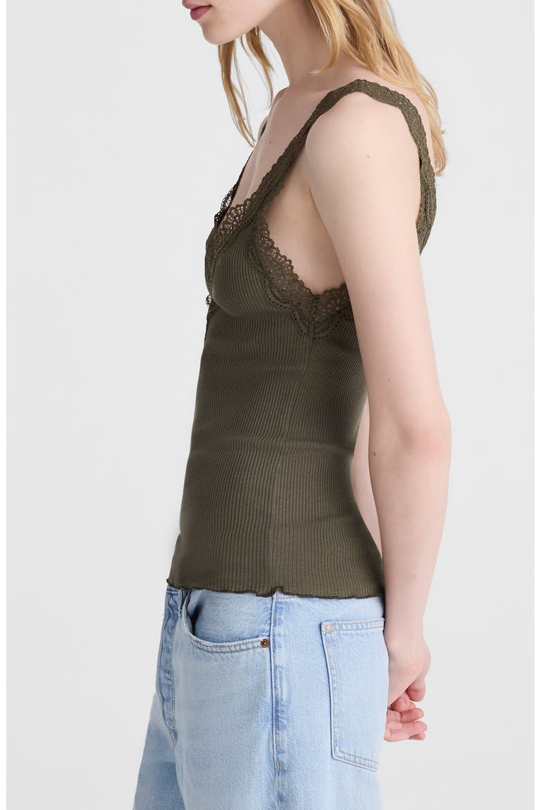 V-Neck Lace Cotton Blend Tank, Alternate, color, FADED IVY