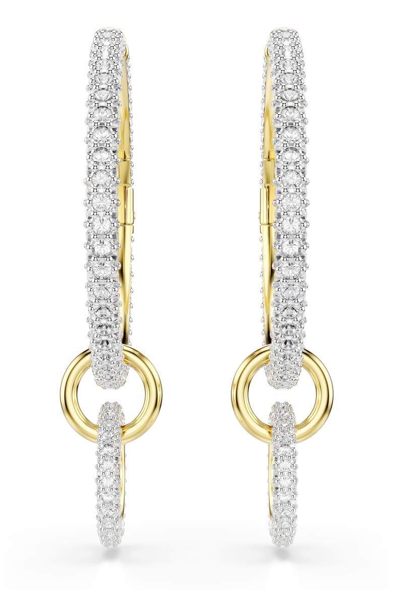 Dextera Pavé Hoop Drop Earrings, Alternate, color, WHITE/ GOLD