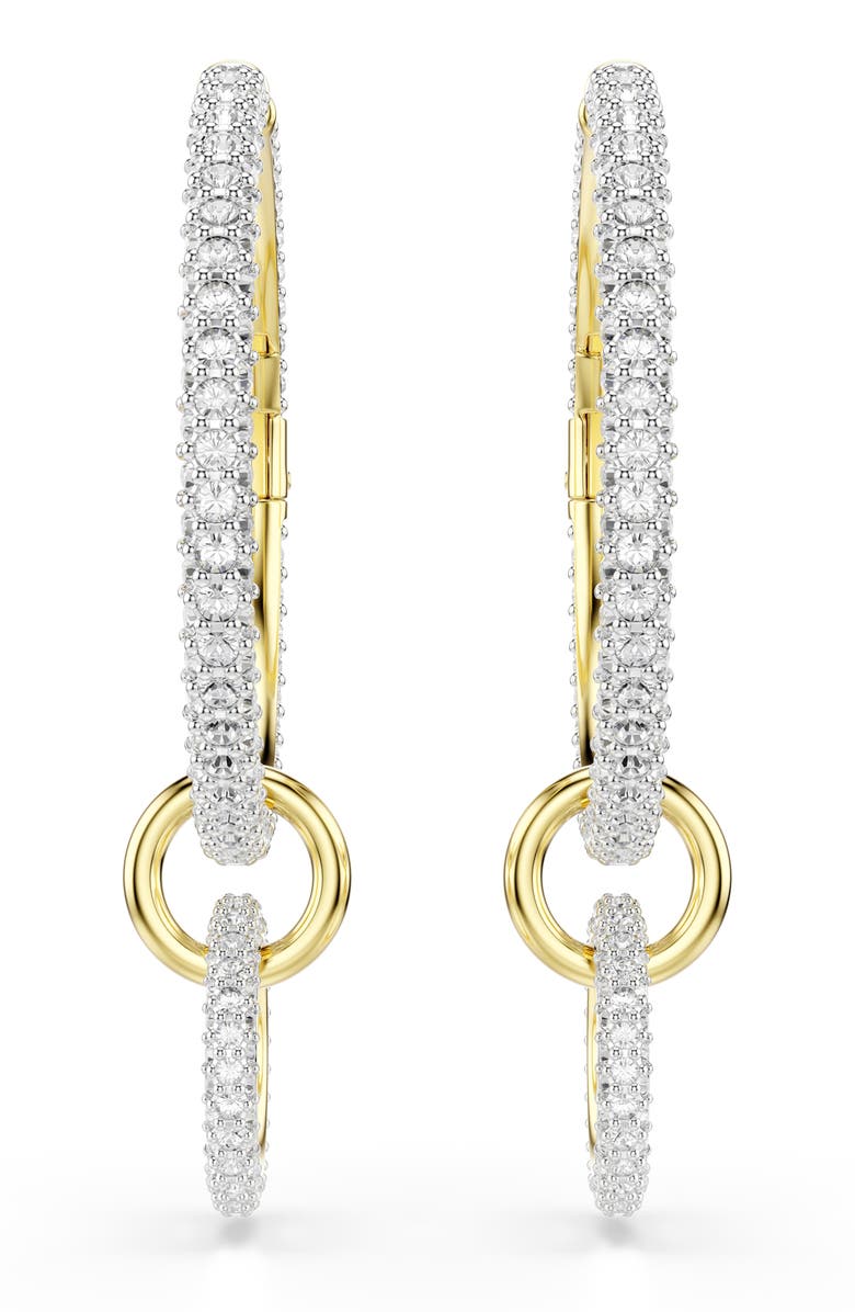 Swarovski Dextera Pavé Hoop Drop Earrings, Alternate, color, White/ Gold