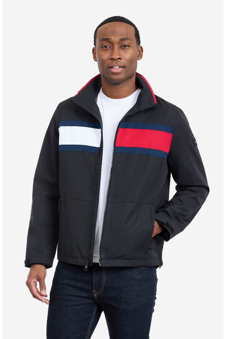 Flag Softshell Zip Jacket, Alternate, color, BLACK