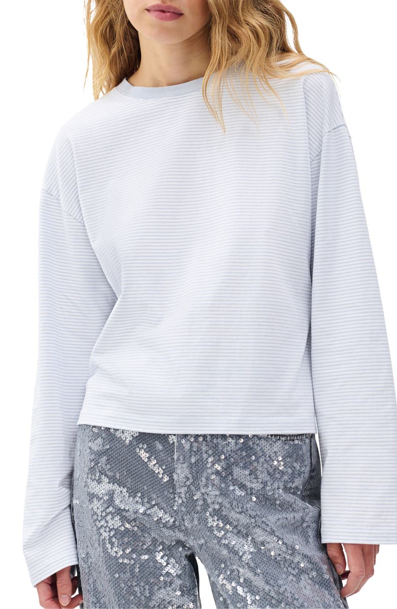 rag & bone/JEAN Kelly Stripe Boxy T-Shirt, Main, color, Light Blue