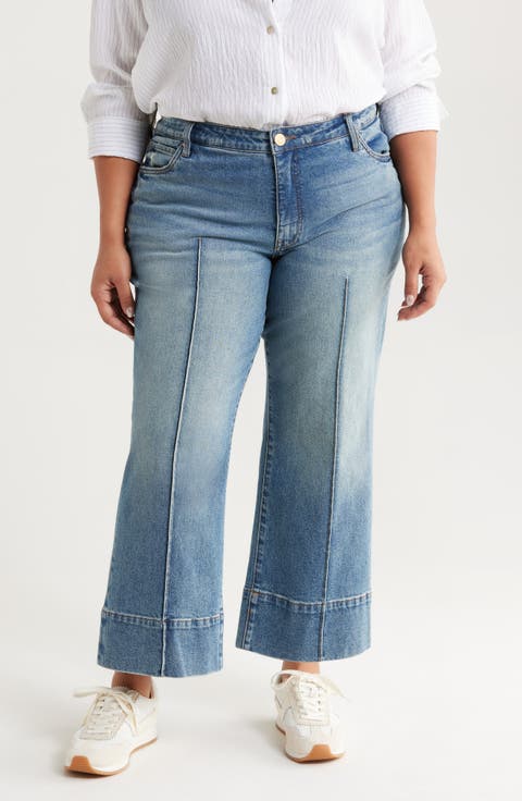 Meg Seamed High Waist Ankle Wide Leg Jeans (Faith) (Plus)