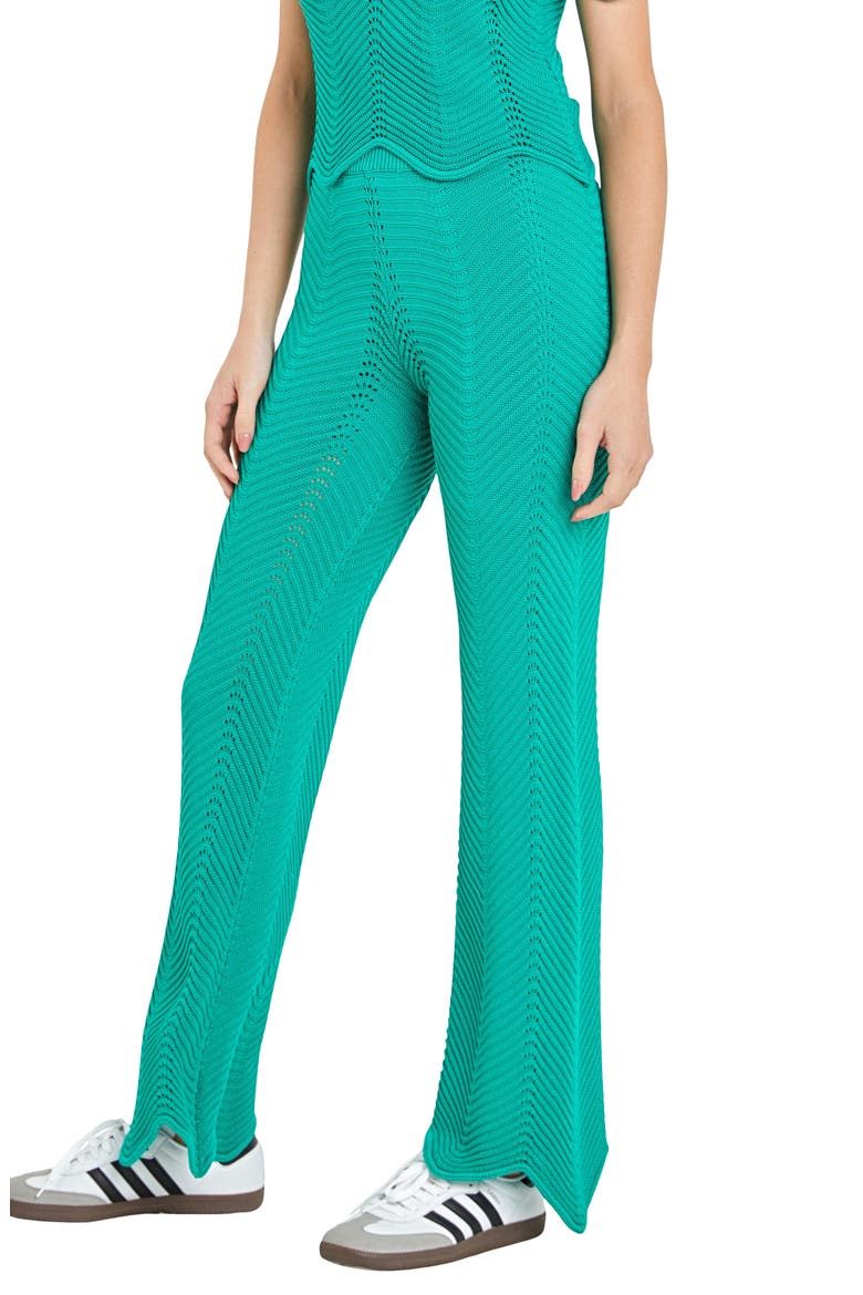 Wavy Knit Pants, Alternate, color, GREEN