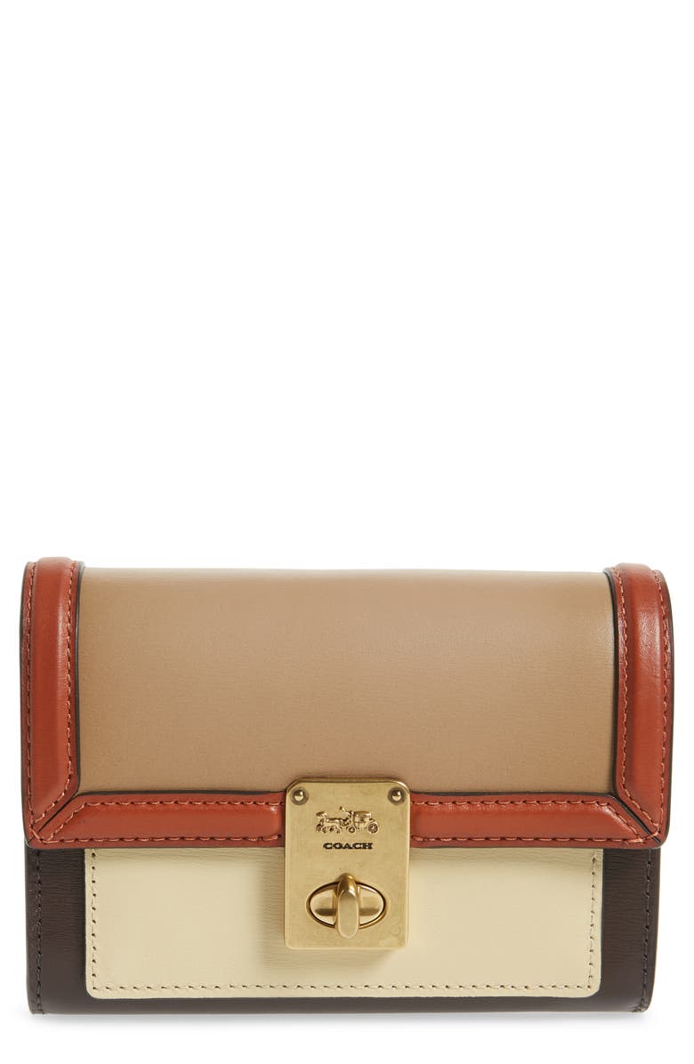 COACH Hutton Colorblock Leather Wallet, Main, color, 