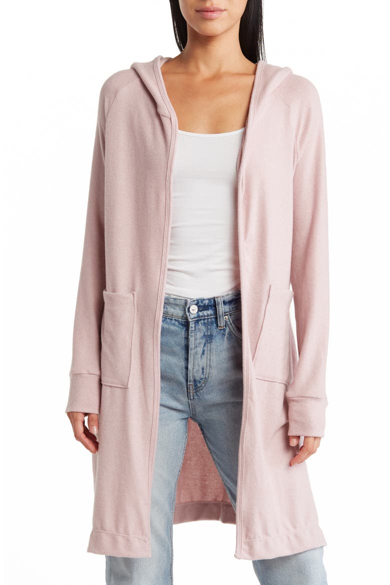 Open Front Long Cardigan, Main, color, GOSSAMER PINK