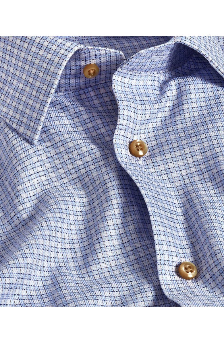 David Donahue Regular Fit Check Print Cotton Dress Shirt, Alternate, color, Sky/ Chocolate