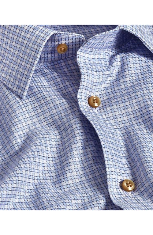 David Donahue Regular Fit Check Print Cotton Dress Shirt In Blue