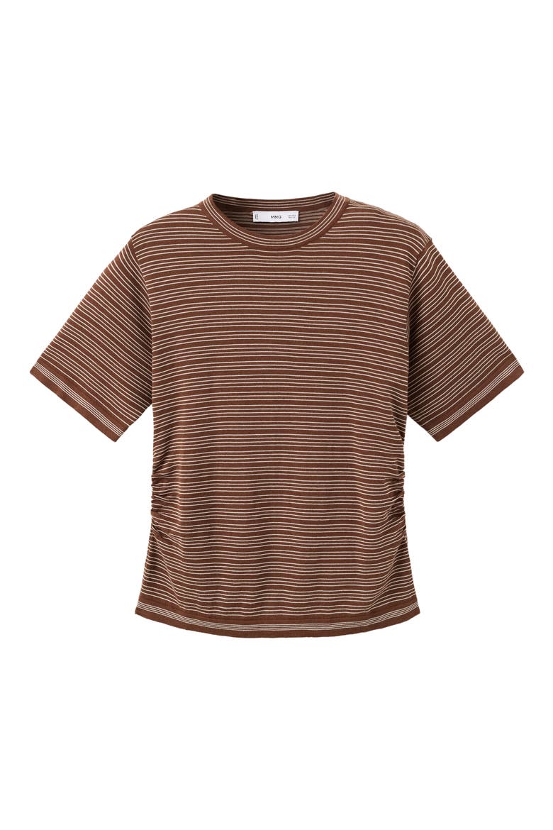 Stripe Short Sleeve Sweater, Main, color, CHOCOLATE