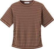 MANGO Stripe Short Sleeve Sweater