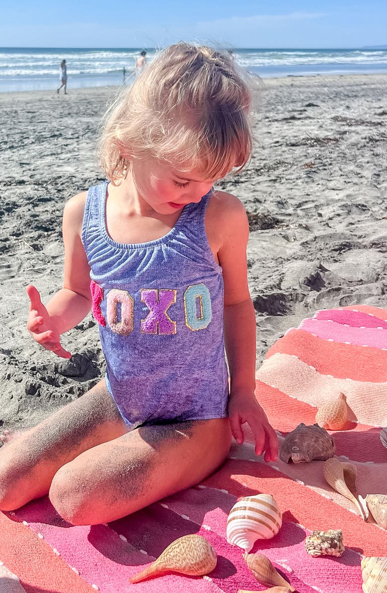 PQ SWIM Kids' XOXO One-Piece Swimsuit, Alternate, color, Indie Sky