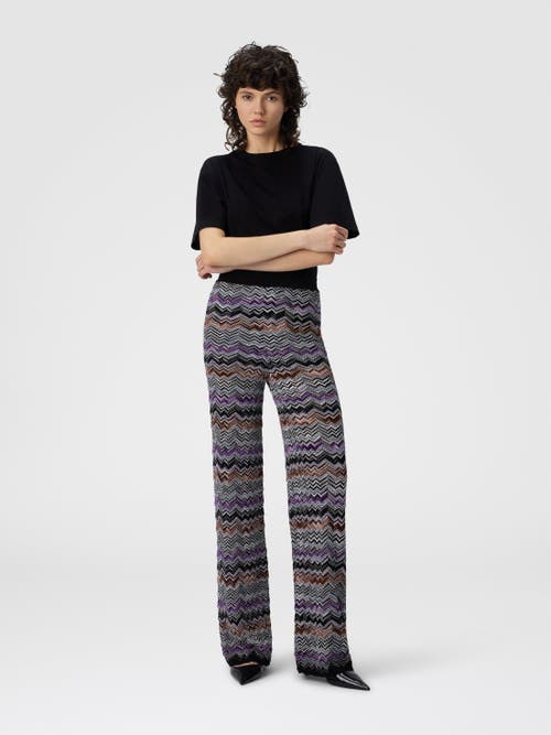 Missoni Straight Long Pants In English Rib Knit In Multi