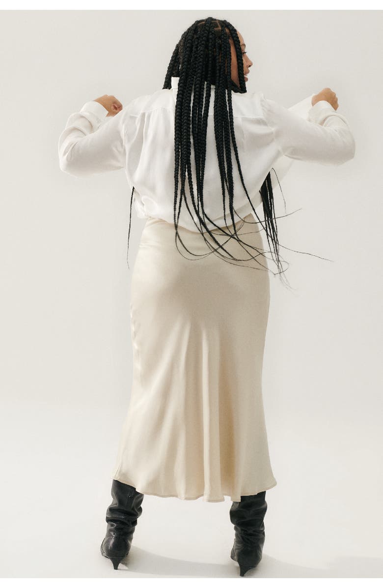 SILK LAUNDRY LONG BIAS CUT SKIRT HAZELNUT, Alternate, color, Hazelnut