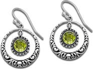 SAMUEL B. Sterling Silver Peridot Round Drop Earrings