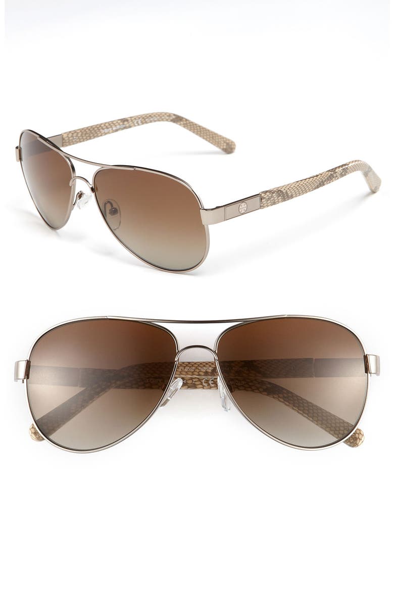 'Small' 57mm Polarized Metal Aviator Sunglasses, Main, color, GOLD SNAKE/ BROWN GRADIENT