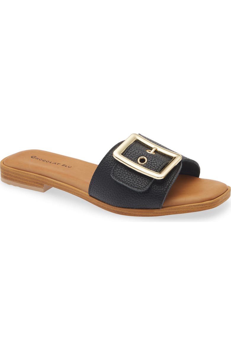 Chocolat Blu Bari Slide Sandal, Main, color, Black Leather