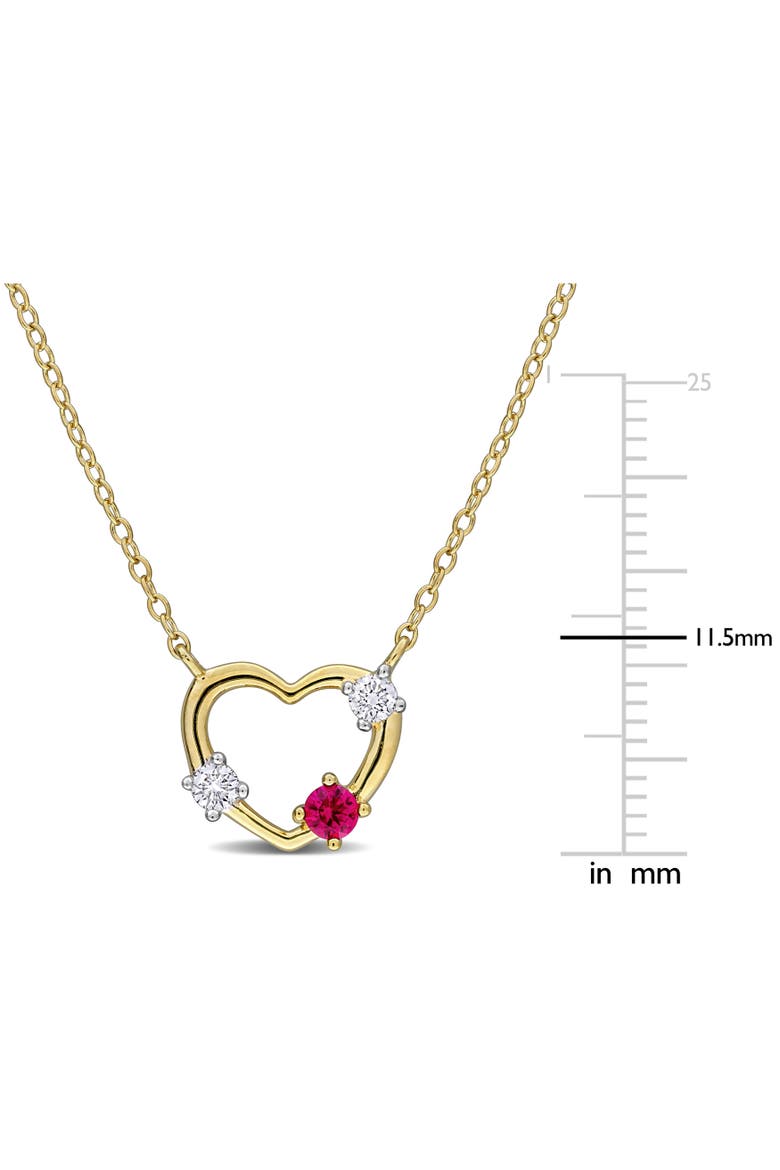 Created Ruby & Lab-Grown Diamond Heart Necklace, Alternate, color, Yellow-Plated