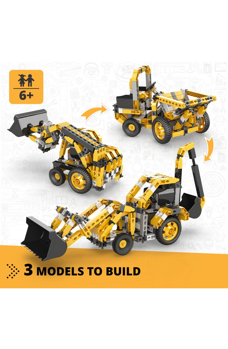 Engino Creative Builder 3 In 1 Backhoe Loader Multimodel Vehicle Brick Set, Alternate, color, Multicolored