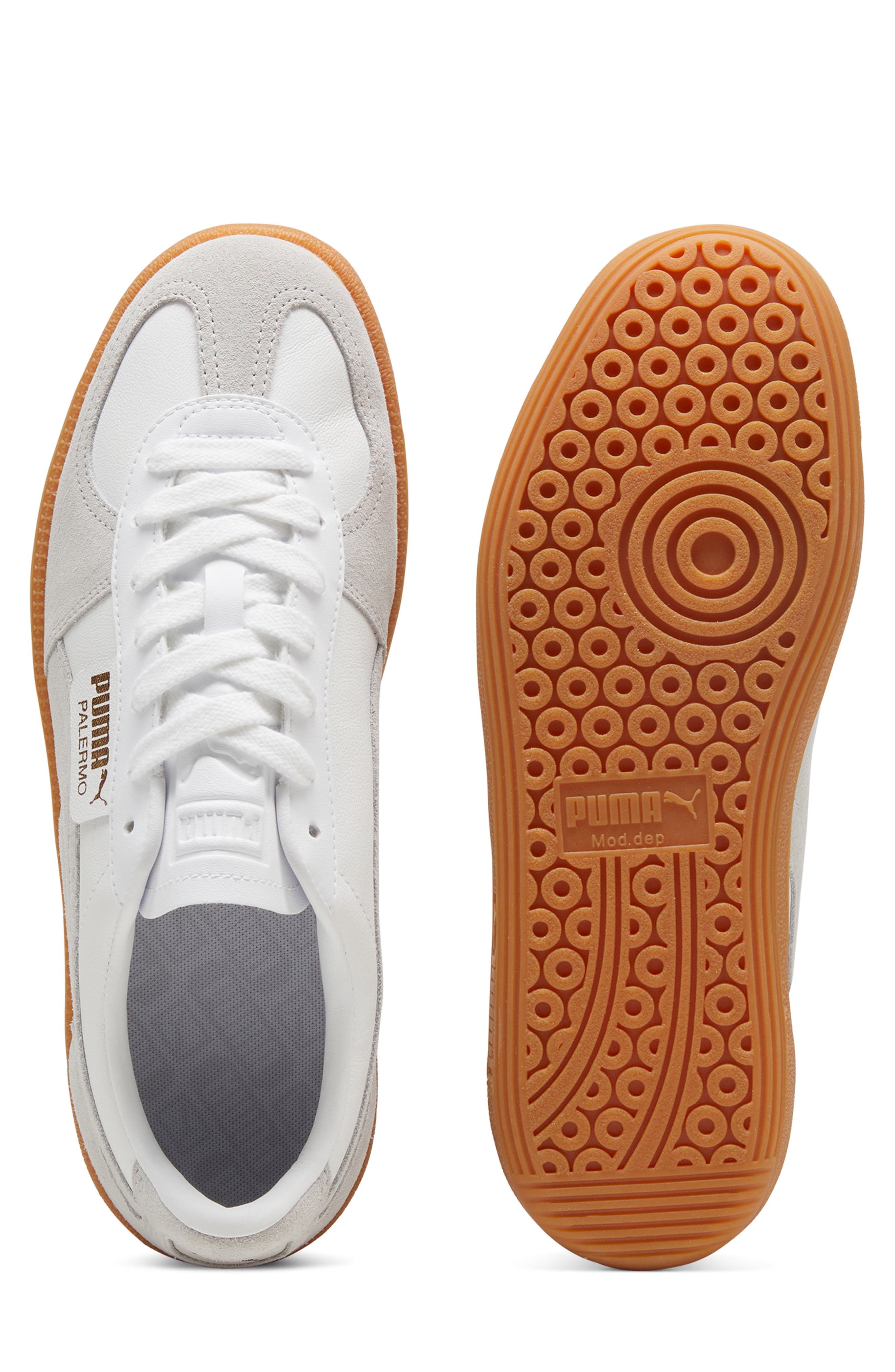 Palermo Leather Sneaker, Alternate, color, PUMA WHITE-GLACIAL GRAY-GUM