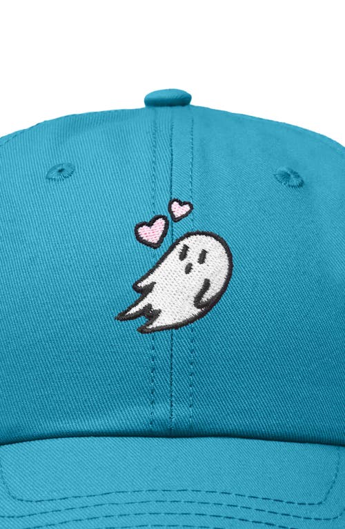 Dalix Heartly Ghost Embroidered Cap In Teal
